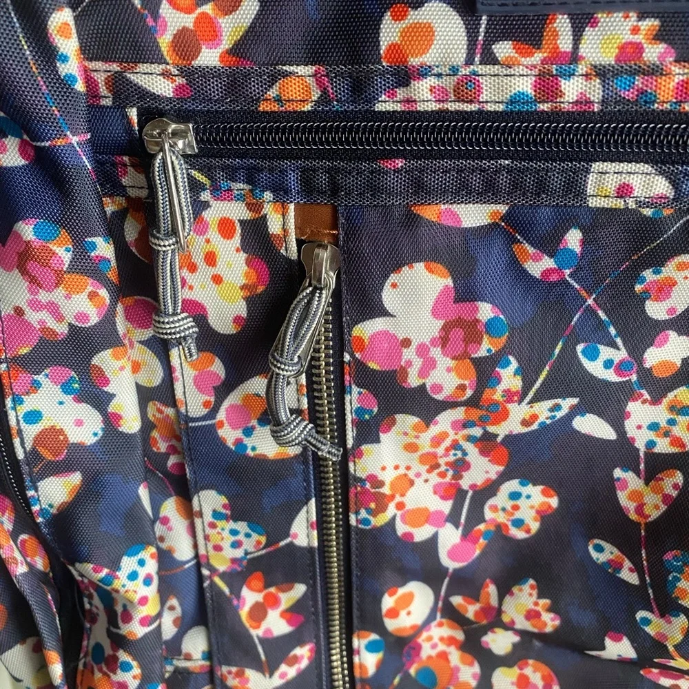 Vera Bradley Navy Backpack with Pink, Orange and White Floral Print